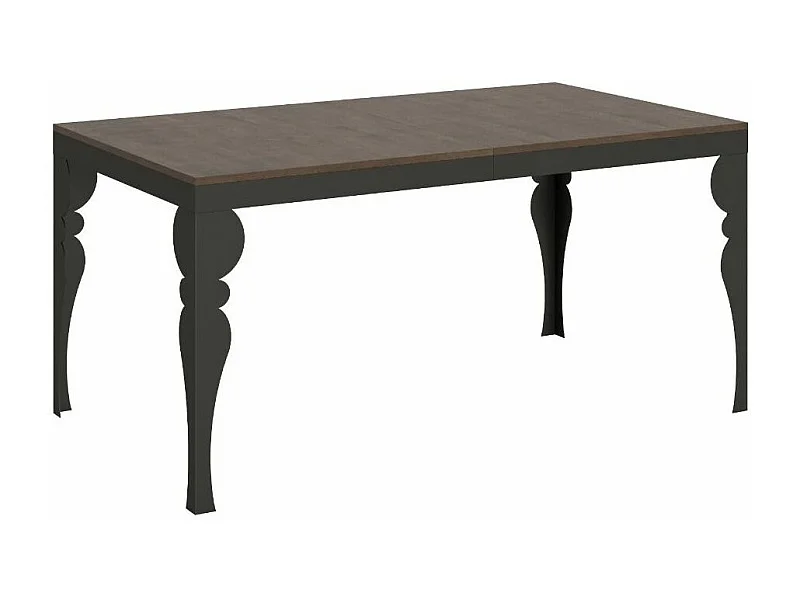 Table extensible 6 à 20 places L 160 à 420cm marron et pieds gris foncé Patone