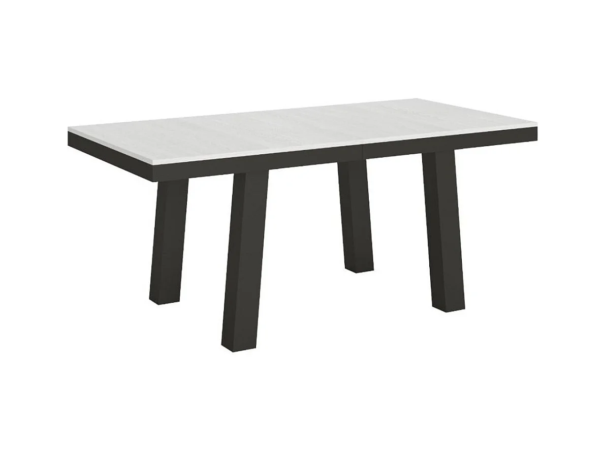 Table extensible 6 à 20 places L 160 à 420cm blanc et cadre métal anthracite Bidy
