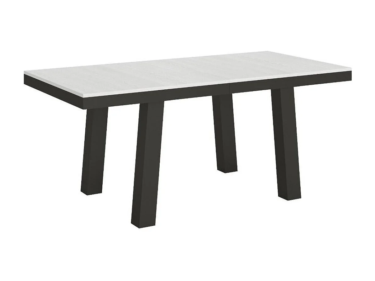 Mesa extensible Bidy de 6 a 20 plazas L 160 a 420 cm estructura de metal blanco y antracita