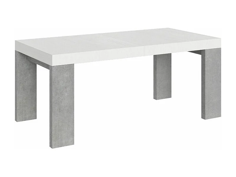 Table rectangulaire extensible blanche et gris béton 180 à 440cm Ribo-Support 4 pieds