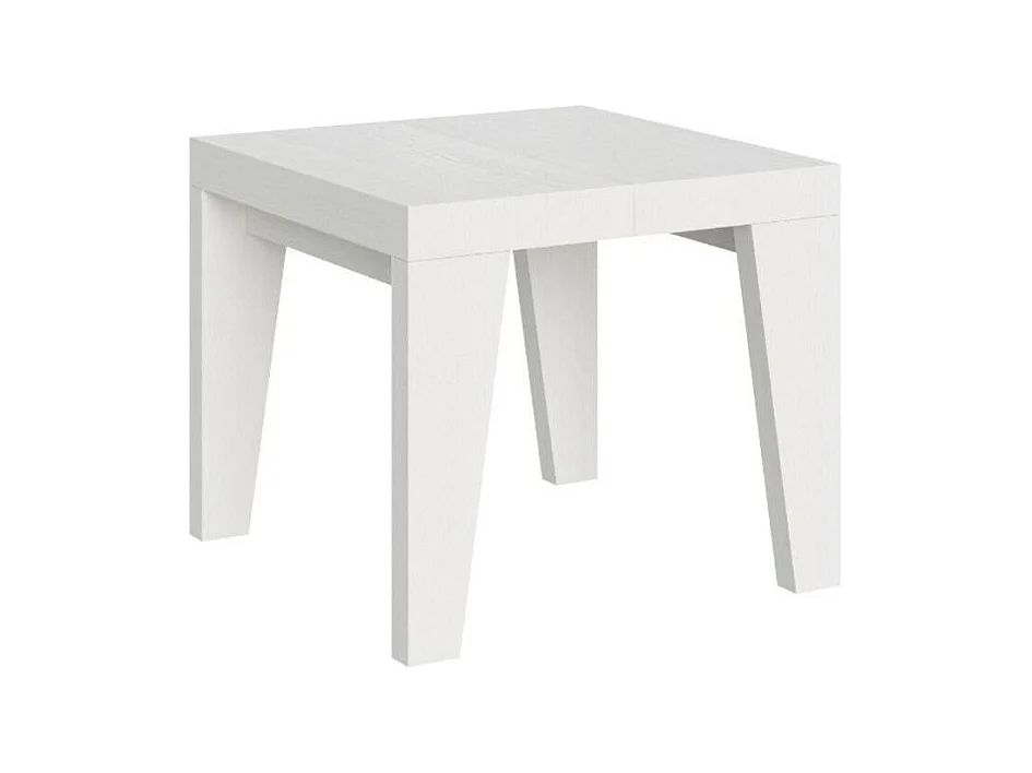 Petite table carrée 90-90cm extensible 10 personnes 90 à 246cm blanc Naxo-Support 4 pieds