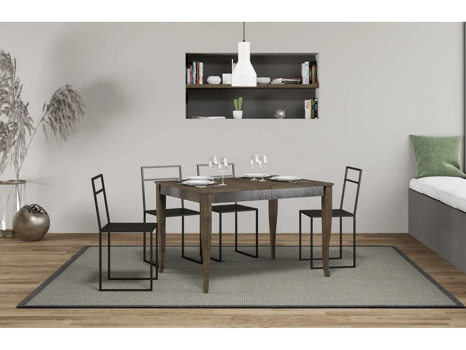 Table extensible 6 à 10 places L 120 à 224cm bois noyer Fixano