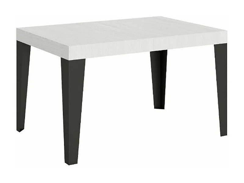 Table rectangulaire extensible 6 à 18 places L 130 à 390cm blanc et pieds métal anthracite Flavio