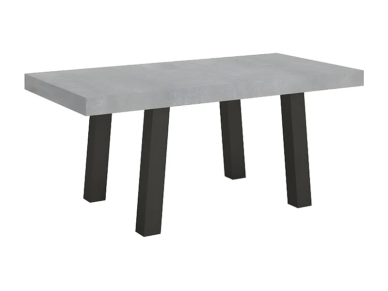 Table extensible 6 à 14 places L 180 à 284cm gris béton et pieds métal anthracite Bidy