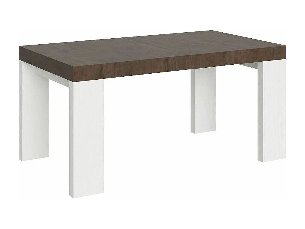 Table rectangulaire extensible bois noyer et blanc 160 à 420cm Ribo-Support 4 pieds