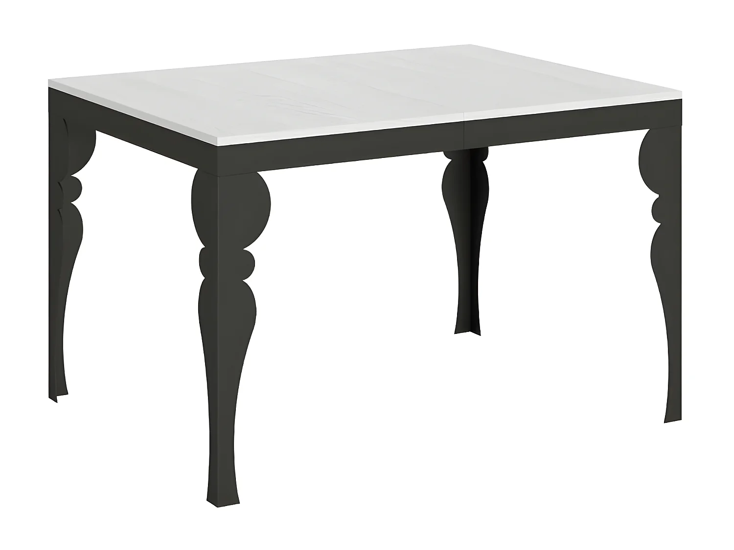 Table extensible 6 à 10 places L 120 à 224cm bois blanc et pieds gris foncé Patone