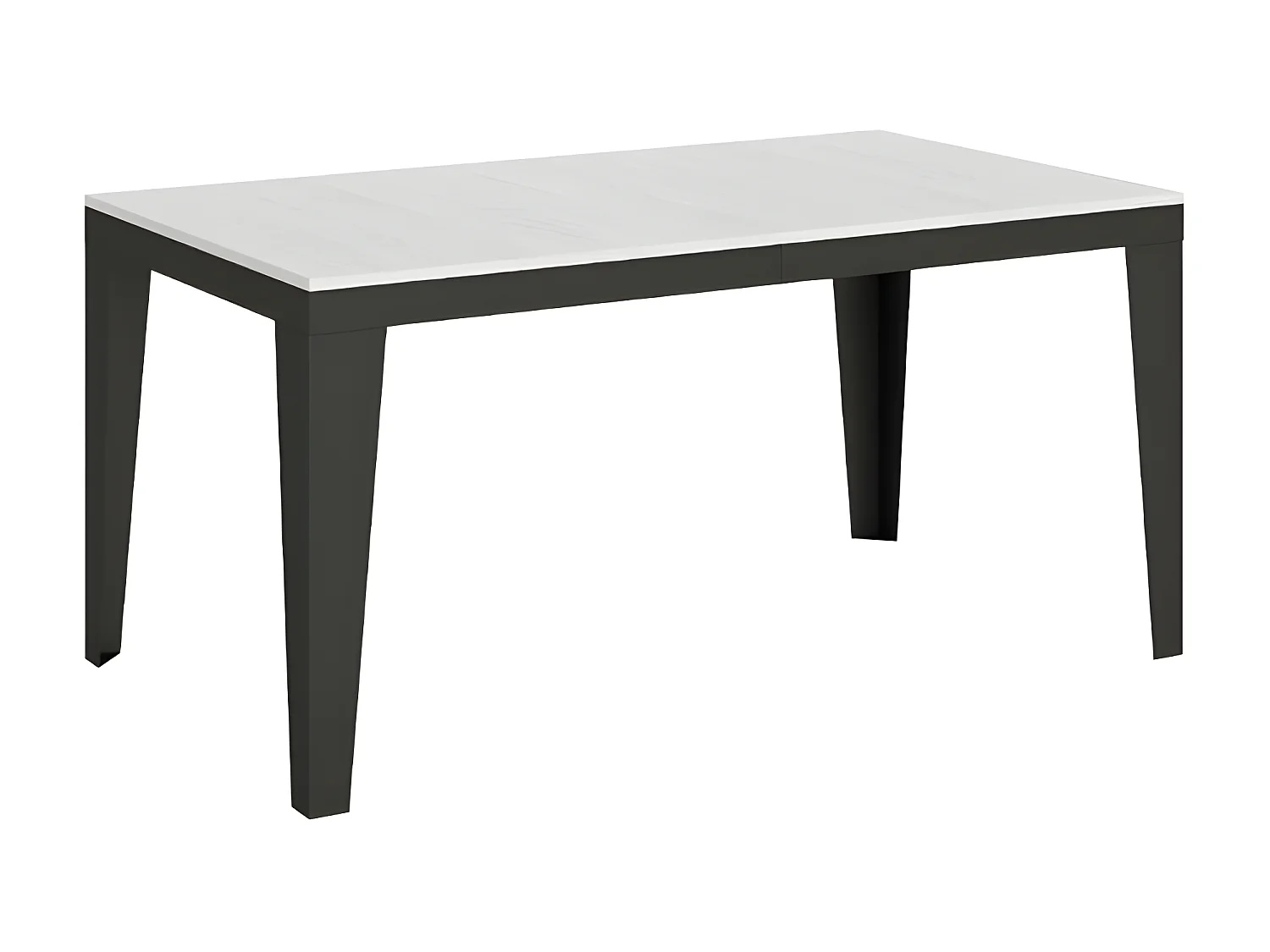 Table rectangulaire extensible 6 à 14 places L 180 à 284cm blanc et pieds acier gris foncé Flavien