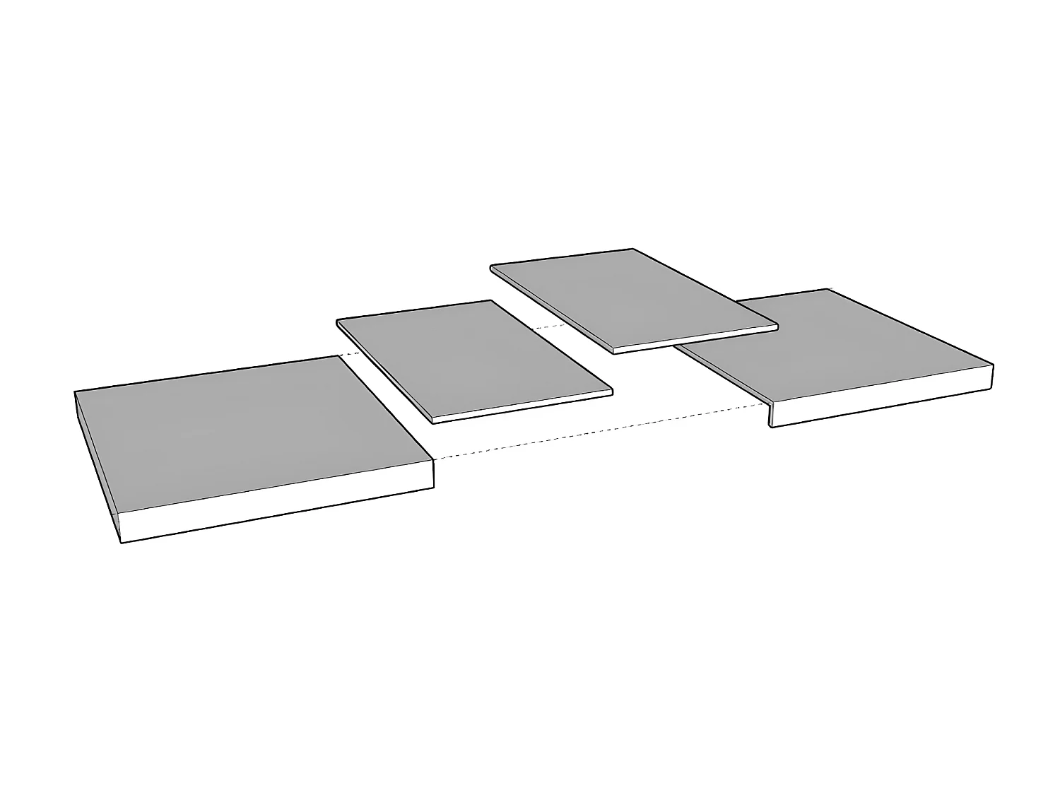 Mesa de comedor extensible Flavio-Color Gris cemento-Soporte 2 pies-Alargaderas -Ancho extensible