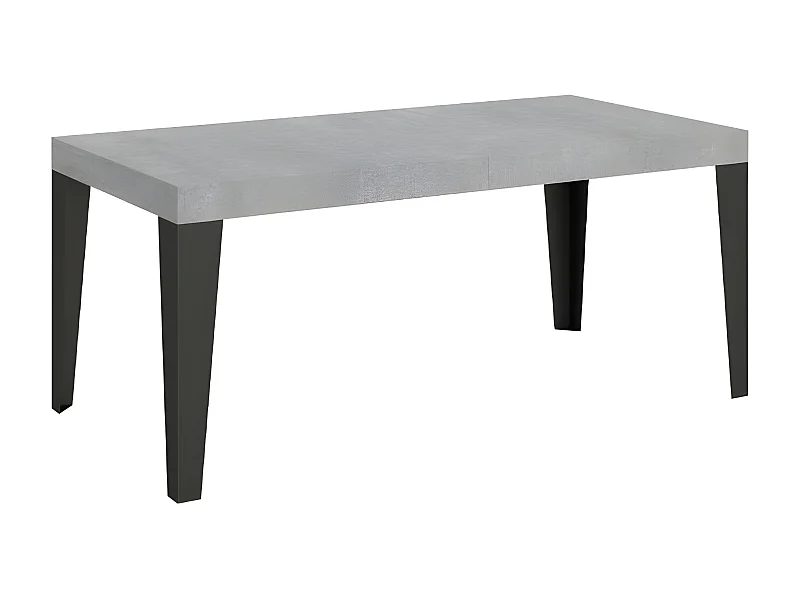 Mesa de comedor extensible Flavio-Color Gris cemento-Soporte 2 pies-Alargaderas -Ancho extensible