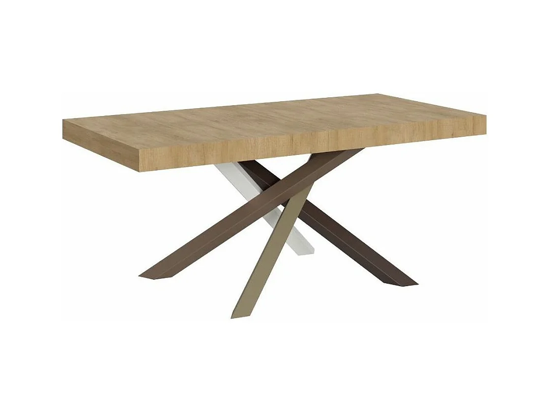 Table extensible 6 à 18 personnes chêne naturel et pieds entrelacés L 160 à 420cm Artemis
