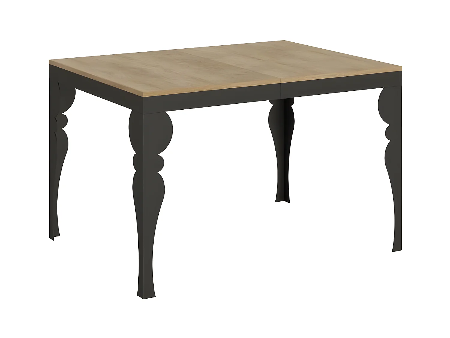 Table extensible 6 à 10 places L 120 à 224cm bois naturel et pieds gris foncé Patone