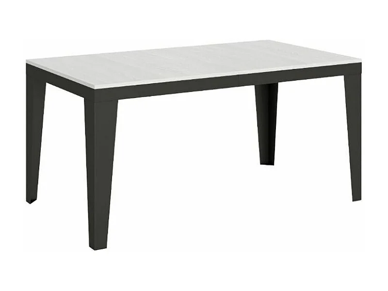 Table rectangulaire extensible 6 à 20 places L 180 à 440cm blanc et pieds acier gris foncé Flavien