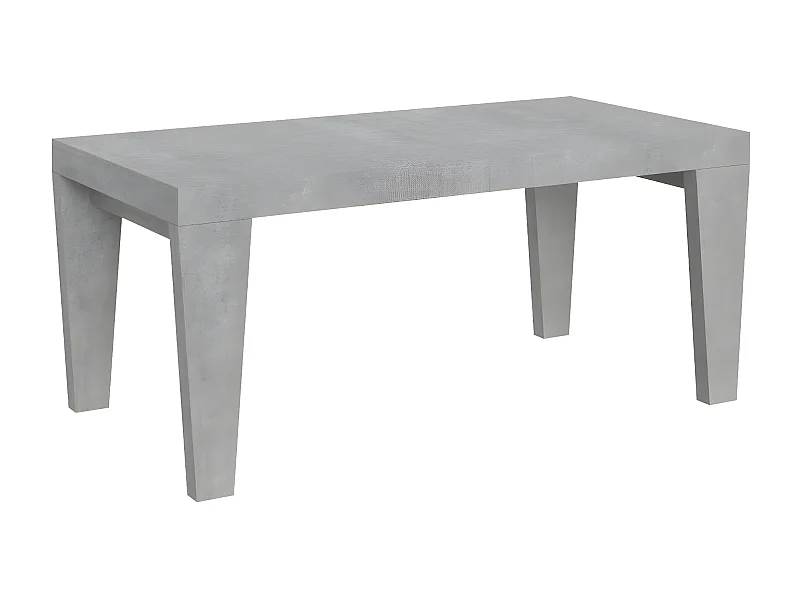 Mesa de comedor extensible de madera Kristo patas en V-Color Gris cemento-Base y soporte con ruedas-5 alargaderas finas-Ancho extensible