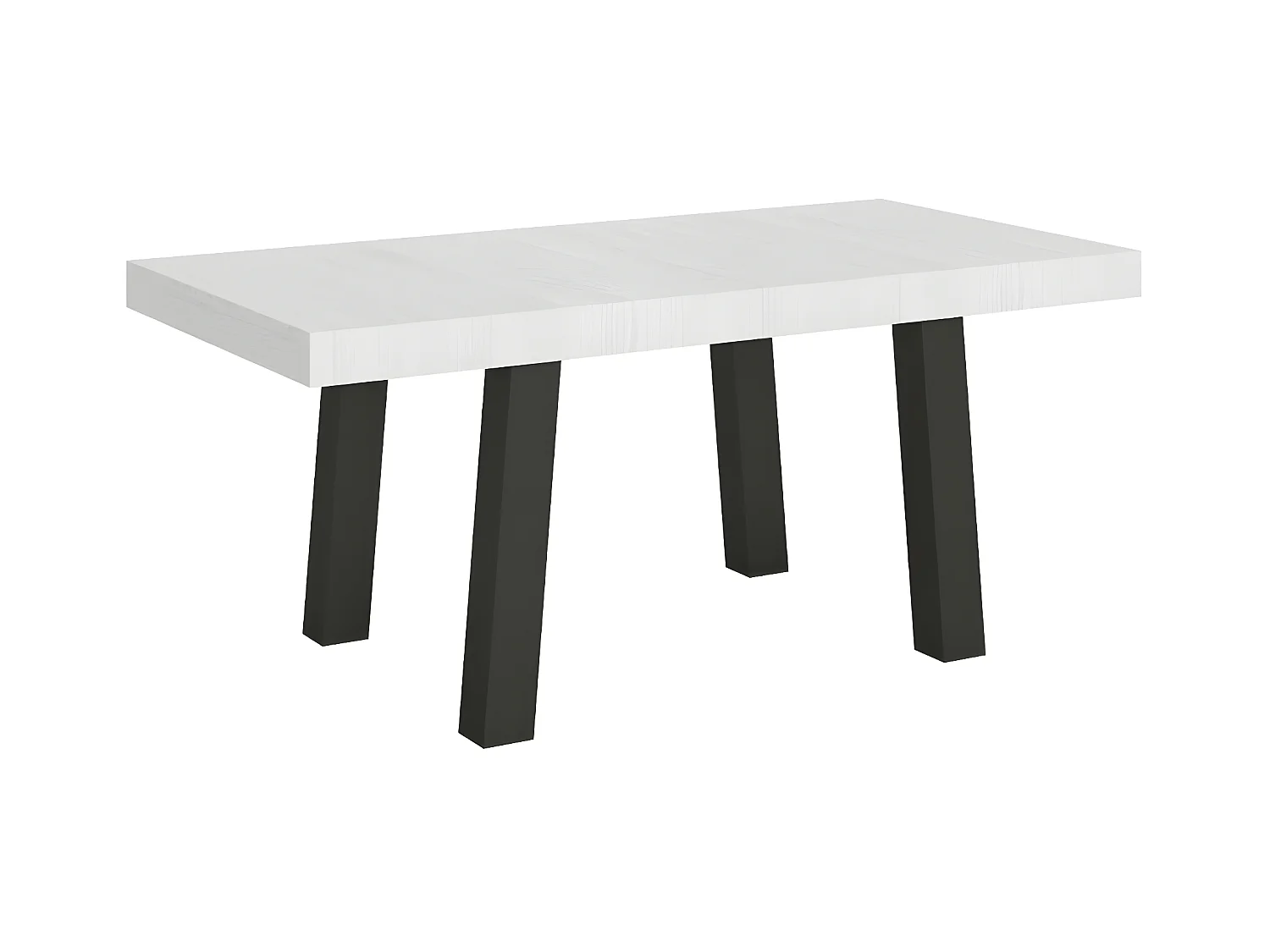 Table extensible 6 à 12 places L 160 à 264cm blanc et pieds métal anthracite Bidy