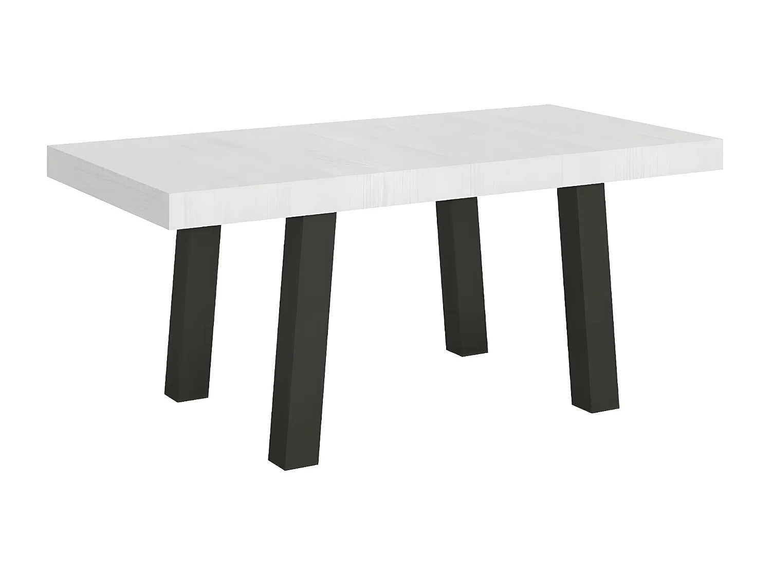 Table extensible 6 à 12 places L 160 à 264cm blanc et pieds métal anthracite Bidy