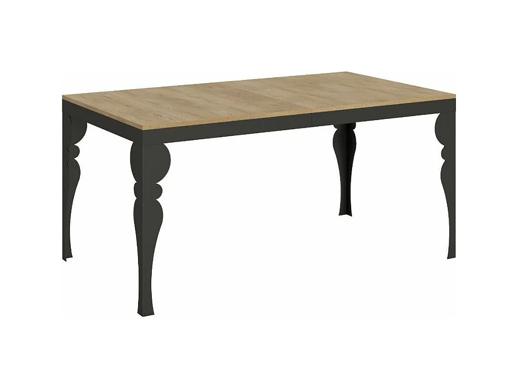 Table extensible 6 à 20 places L 160 à 420cm bois naturel et pieds gris foncé Patone