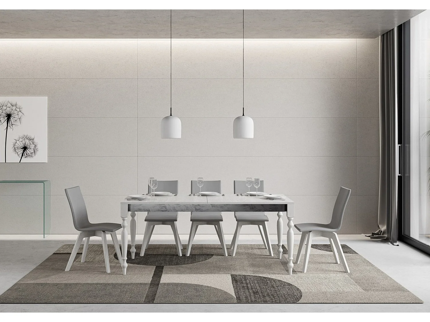 Table extensible 8 à 14 places L 180 à 284cm blanc Romencia