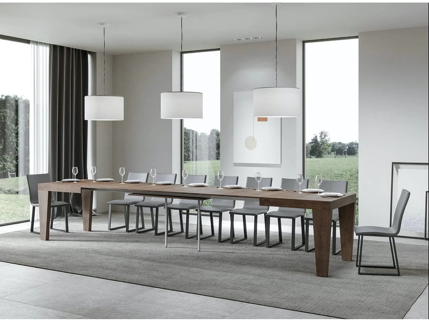 Kristo uitschuifbare tafel 6 tot 20 plaatsen donker hout 160 tot 420 cm-Steun 4 voet