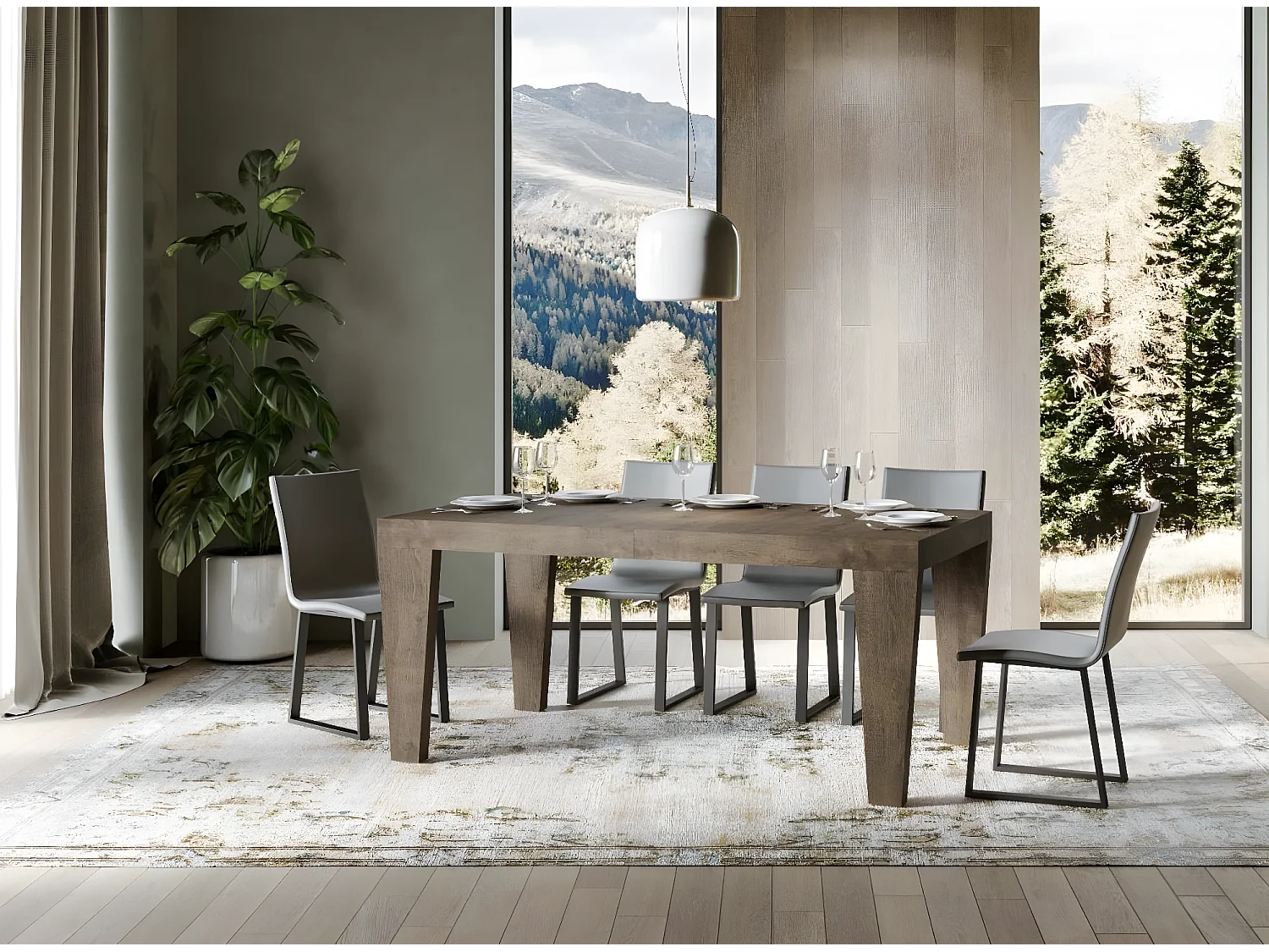 Kristo uitschuifbare tafel 6 tot 20 plaatsen donker hout 160 tot 420 cm-Steun 4 voet