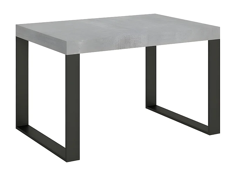 Table extensible 130 à 390cm gris béton et pieds métal anthracite Tiroz
