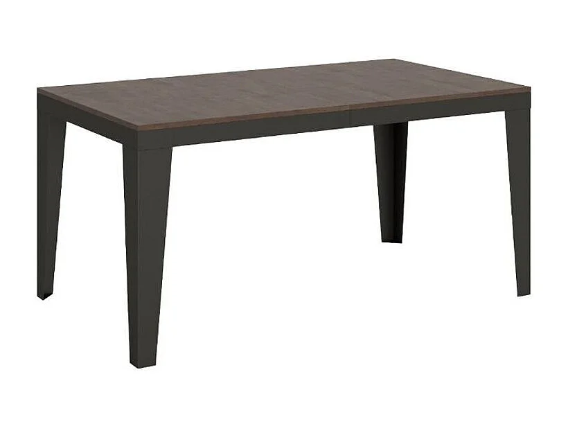 Table rectangulaire extensible 6 à 14 places L 180 à 284cm bois foncé et pieds acier gris foncé Flavien