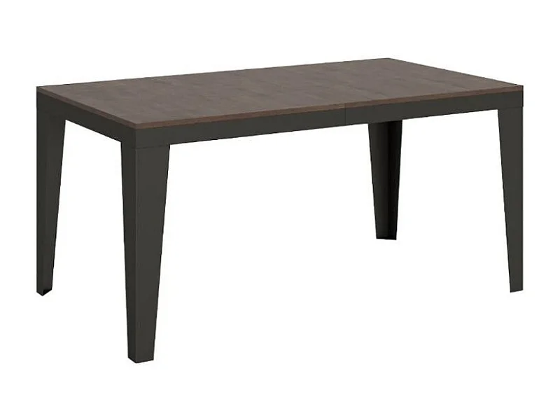 Table rectangulaire extensible 6 à 14 places L 180 à 284cm bois foncé et pieds acier gris foncé Flavien