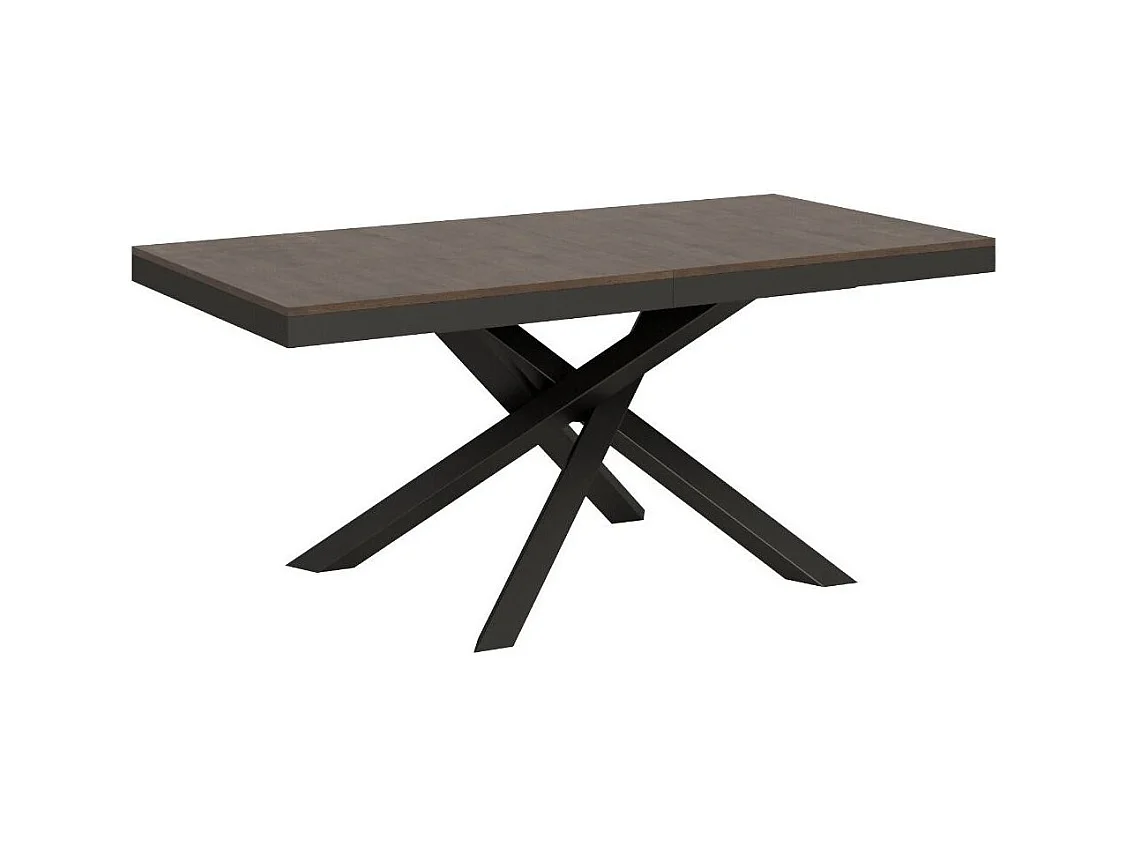 Mesa extensible de diseño con patas entrelazadas antracita Klass-Color Marrón-Ancho extensible