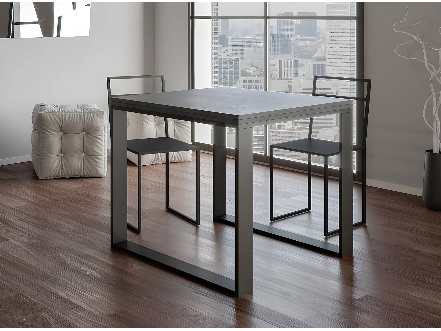 Mesa extensible cuadrada pequeña 90x90/180 cm Tiroz evolución-Color Gris cemento