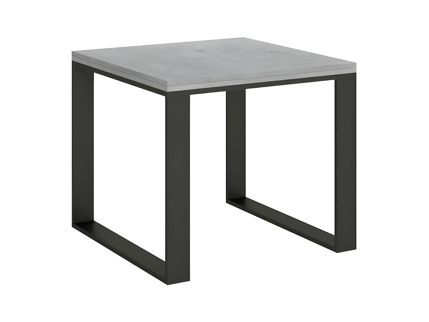Table carrée extensible 90 à 180cm gris béton et métal anthracite Likro