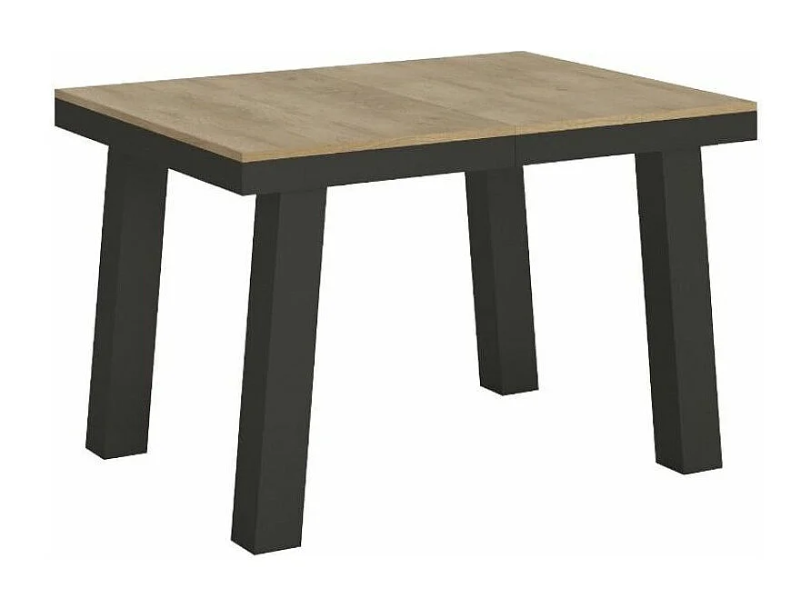 Mesa extensible Bidy de 6 a 16 plazas L 120 a 380 cm madera clara y estructura de metal antracita