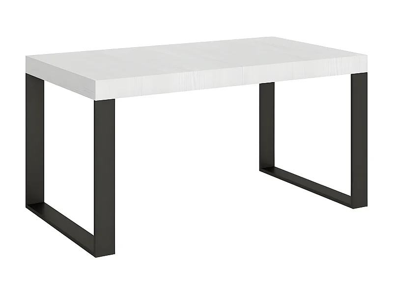 Table extensible 160 à 420cm blanche et pieds métal anthracite Tiroz