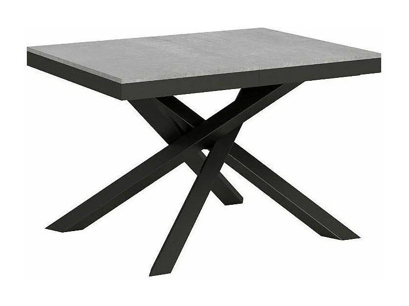 Uitschuifbare betongrijze tafel en antraciet frame 120/380 cm Klass