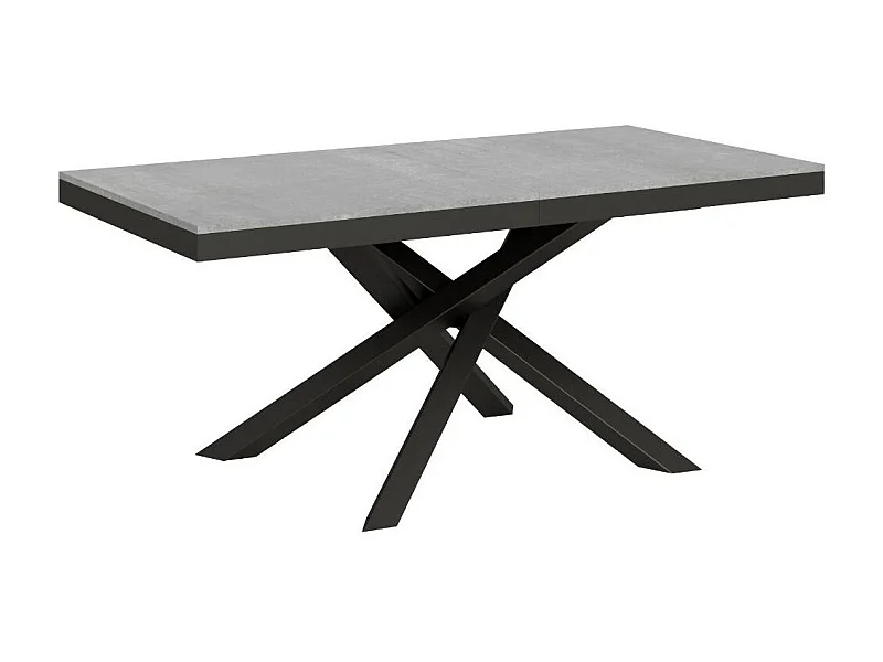 Table extensible 6 à 18 personnes gris béton et pieds entrelacés anthracite L 160 à 420cm Klass
