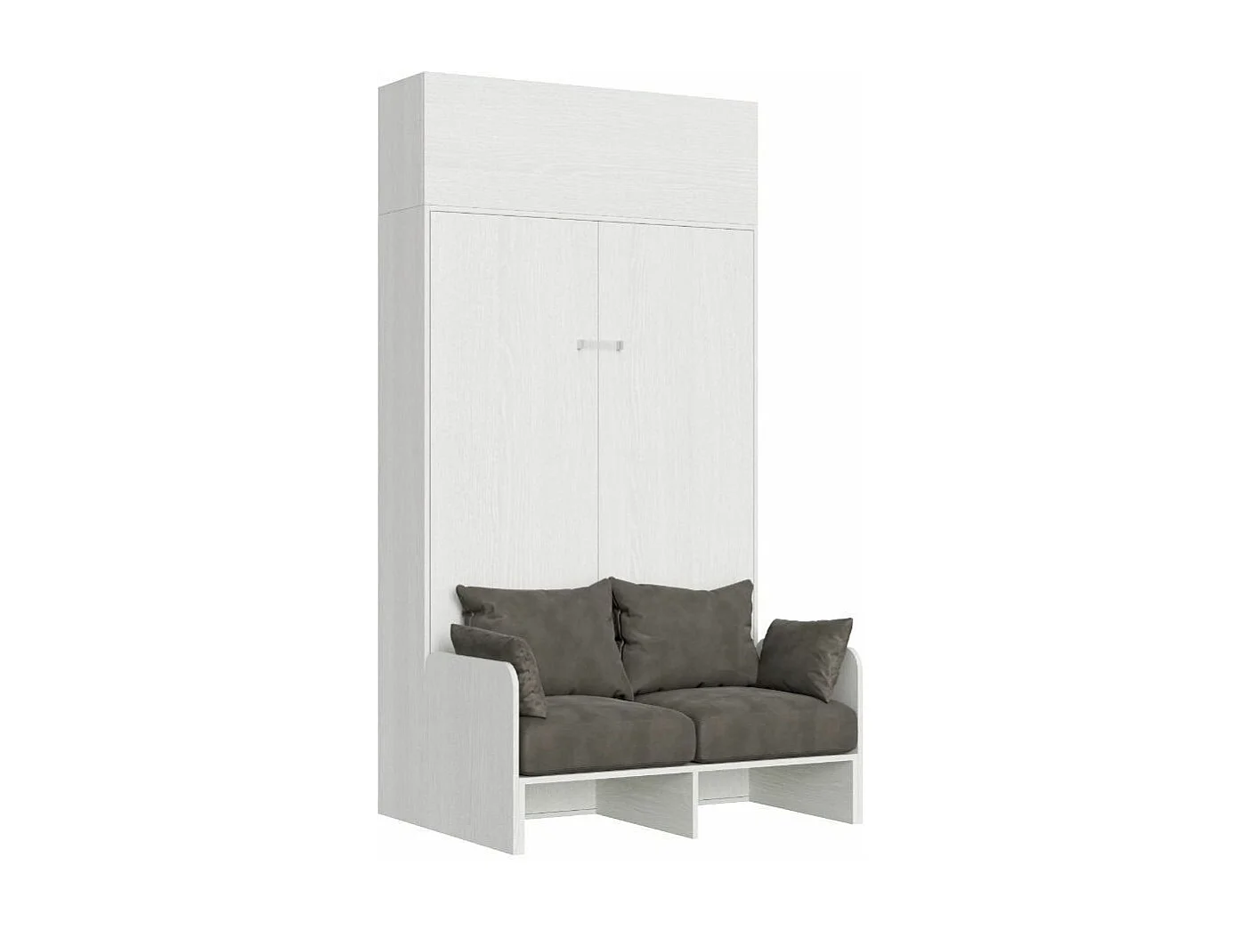 Armoire lit 120x190 avec canapé et meuble haut bois blanc Kanto-Couleur Microfibre 09