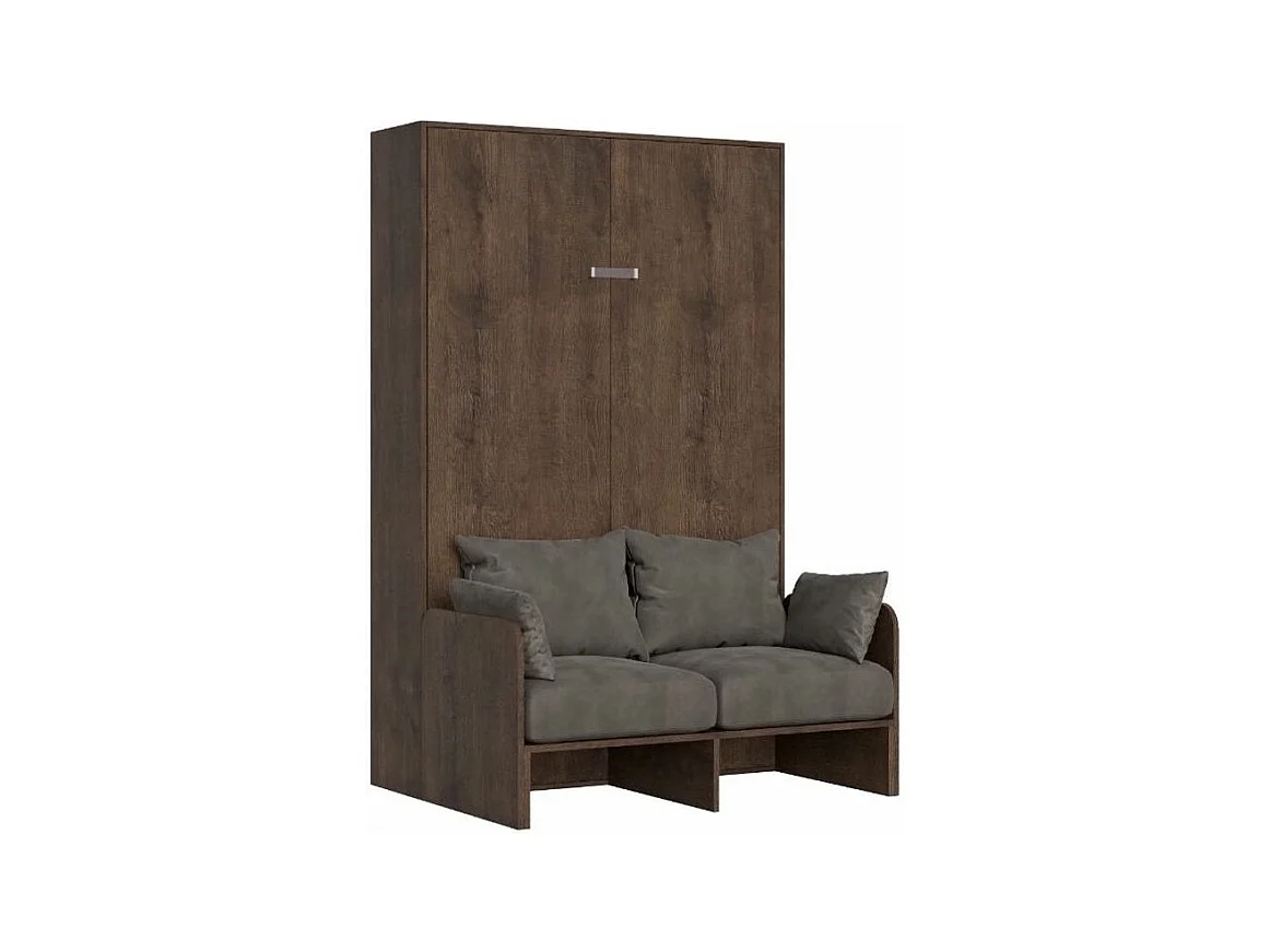 Lit escamotable vertical noyer avec canapé tissu Bounto 140x190 de tissu-Couleur 11