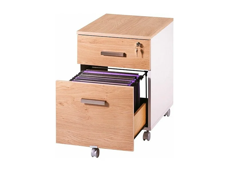 Caisson de bureau blanc et naturel Hublo