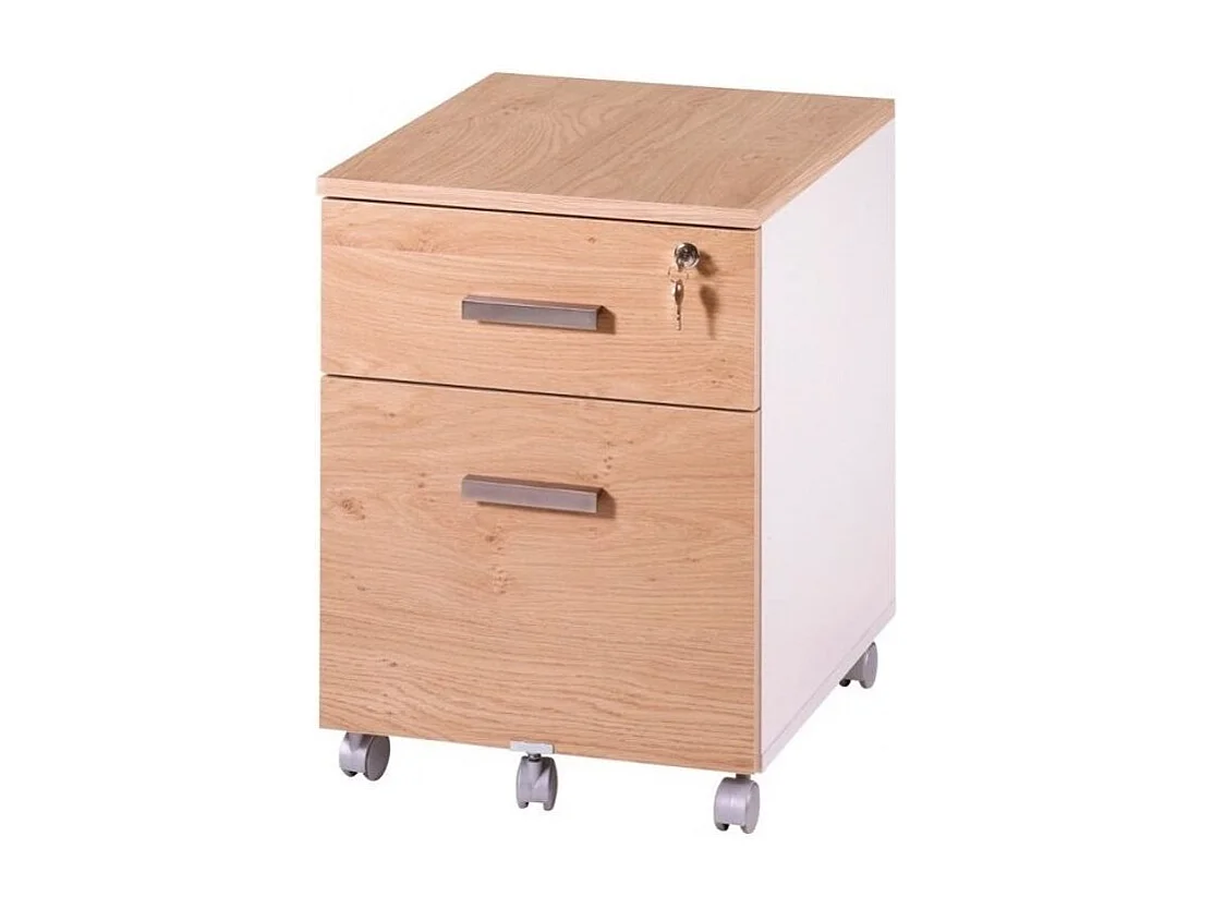 Caisson de bureau blanc et naturel Hublo