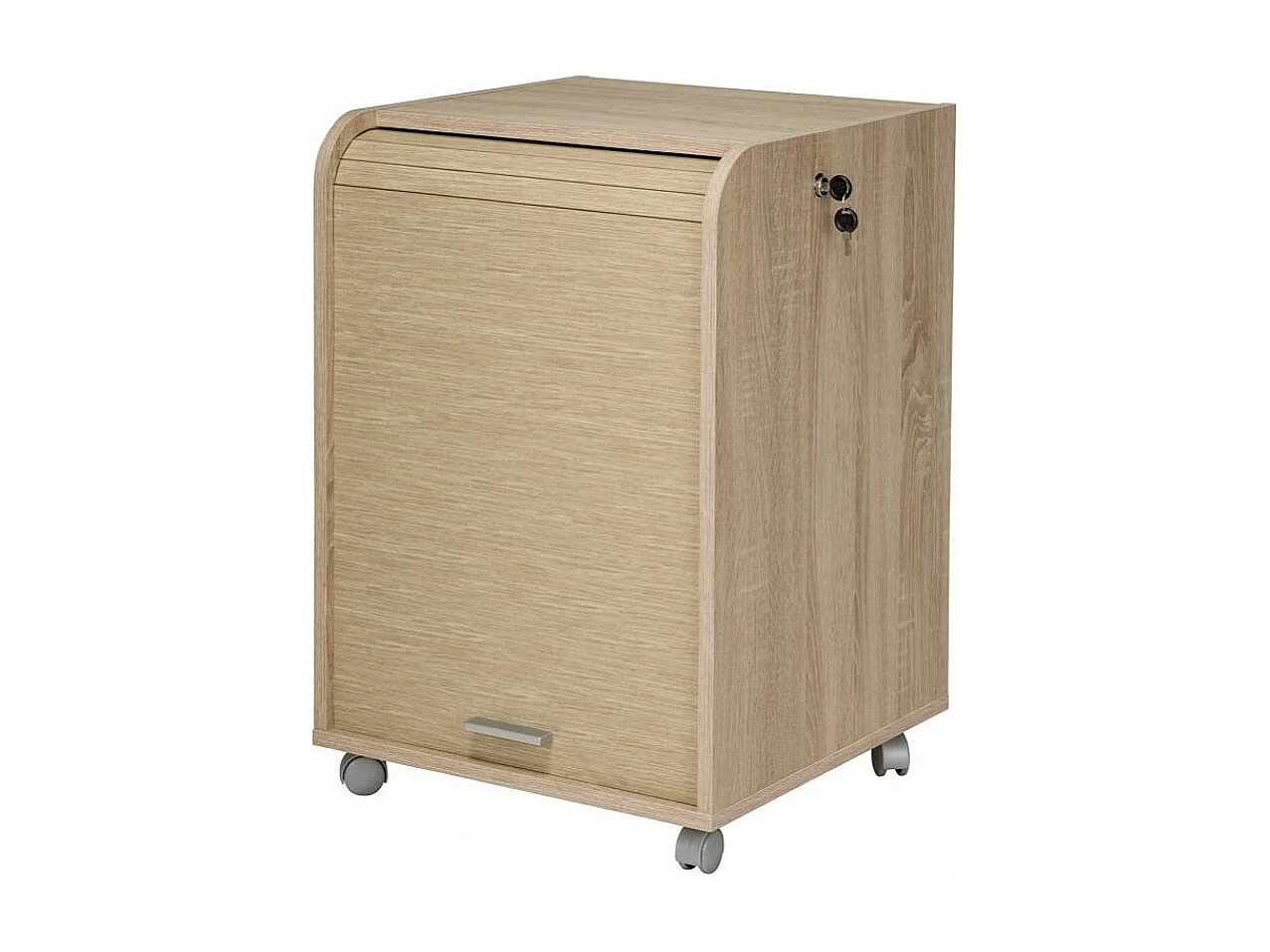 Caisson à rideau sur roulettes 2 tiroirs bois clair Orga 70cm