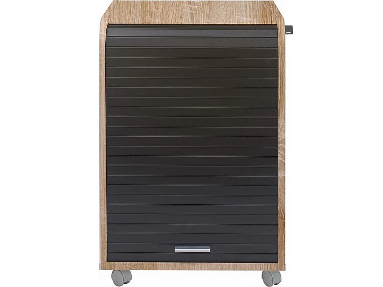 Caisson de bureau à rideau ORGA 70cm chêne clair-Façade Noir