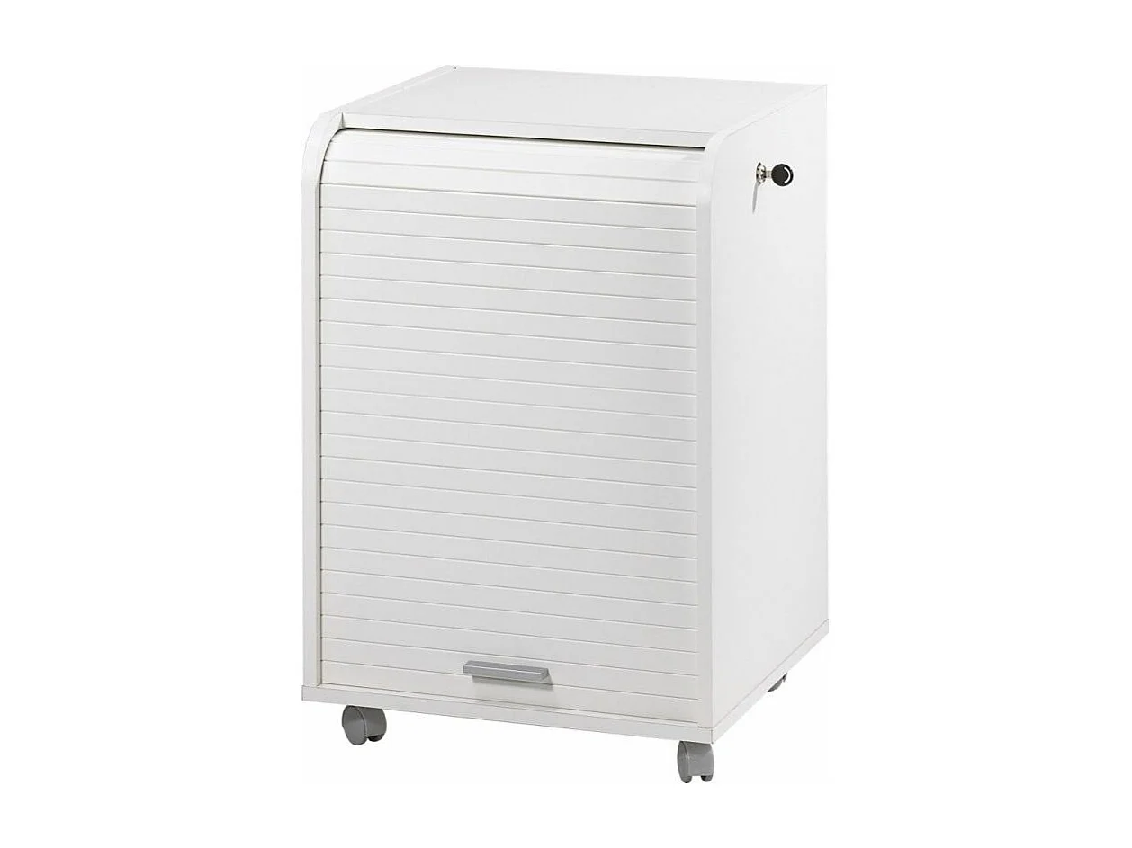 Caisson à rideau sur roulettes 2 tiroirs blanc Orga 70cm