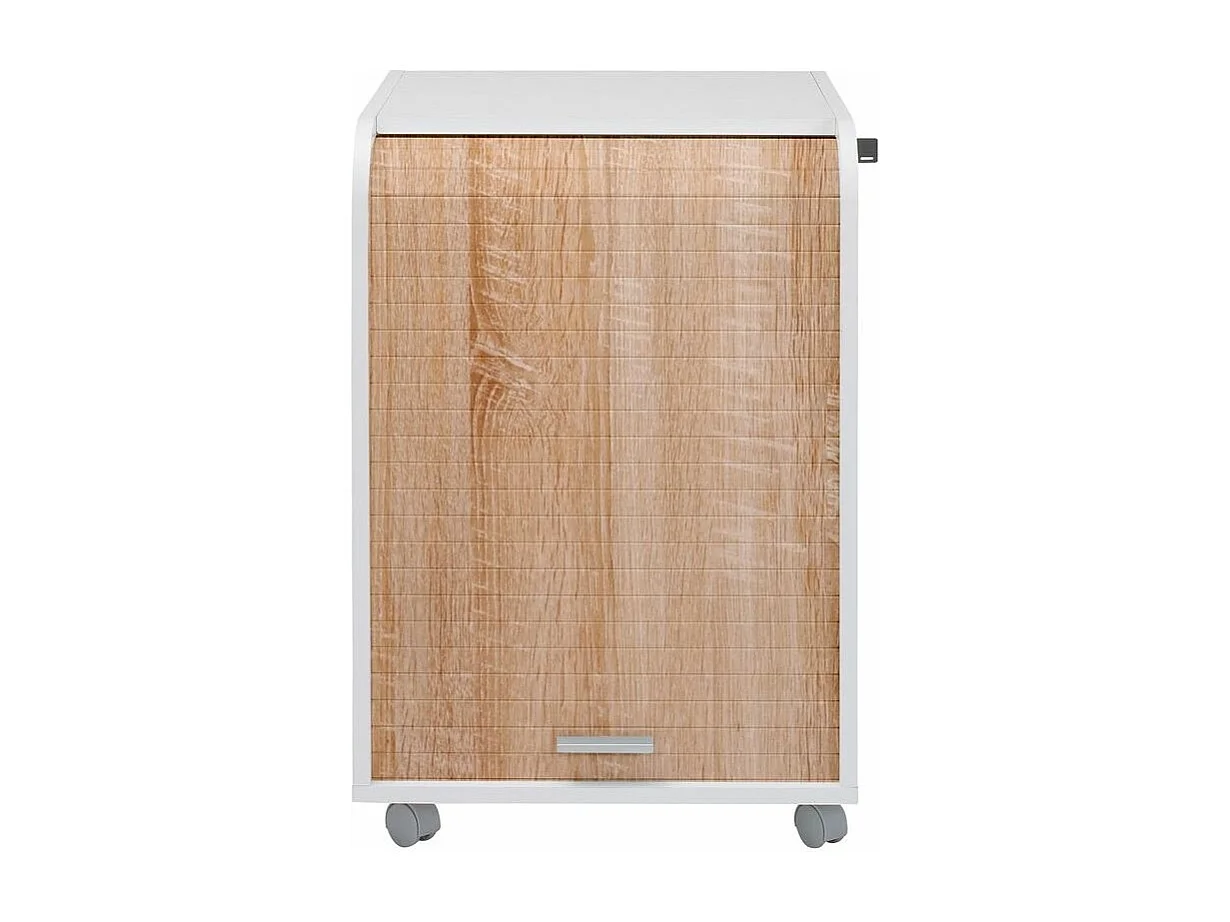 Gordijndoos op wielen 2 laden wit en licht hout Orga 70 cm