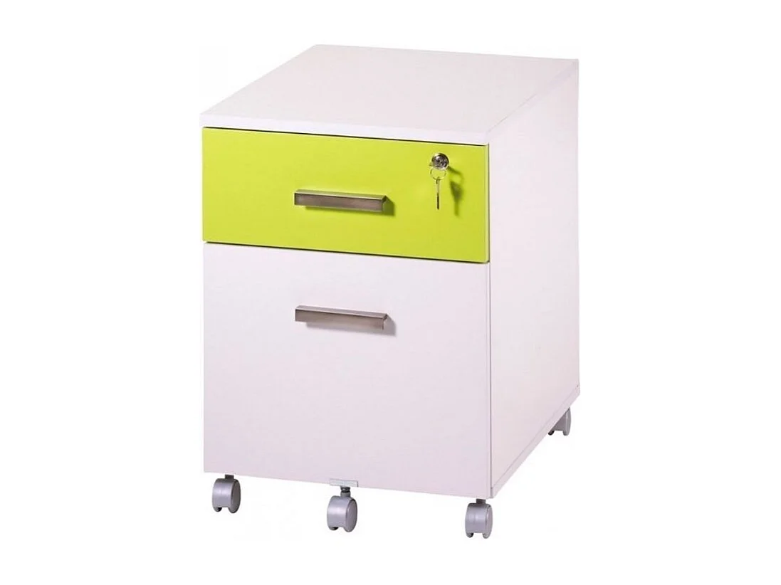 Caisson de bureau blanc et vert anis Hublo