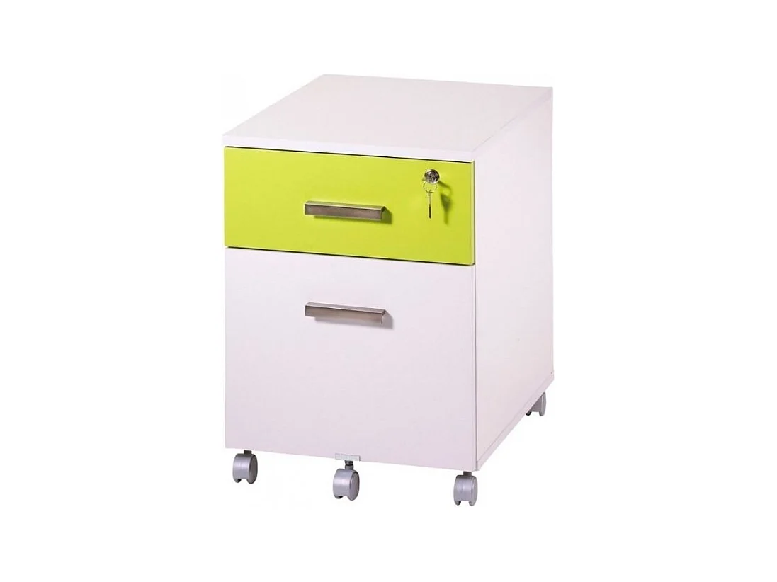 Caisson de bureau blanc et vert anis Hublo