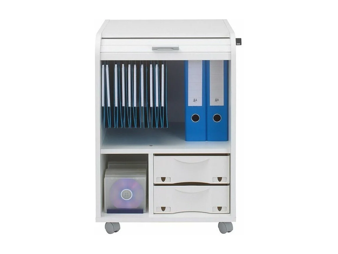 Caisson à rideau sur roulettes 2 tiroirs blanc imprimé statue de la liberté Orga 70cm