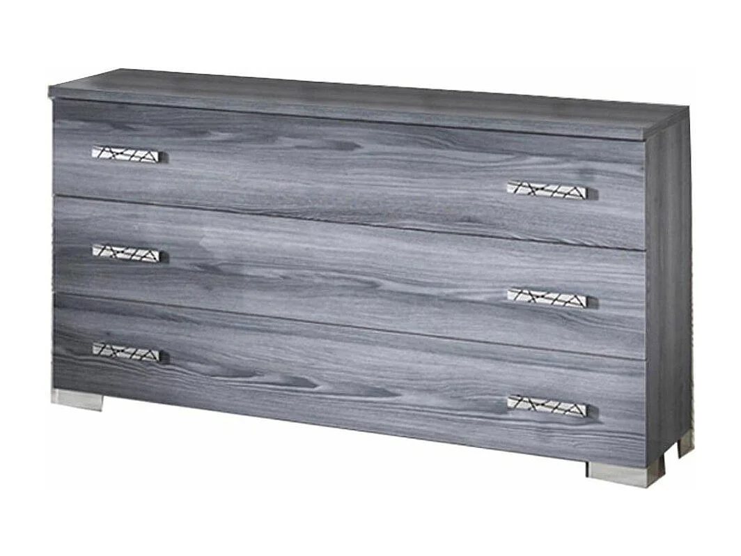 Nikoza grijze eikenhouten ladekast met 6 lades 166 cm