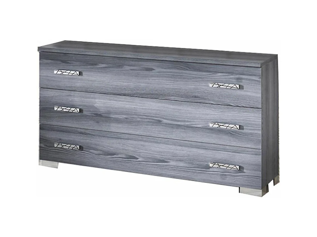Commode 6 tiroirs bois chêne grisé Nikoza 166cm