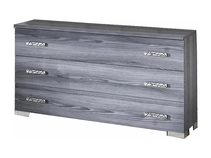 Commode 6 tiroirs bois chêne grisé Nikoza 166cm