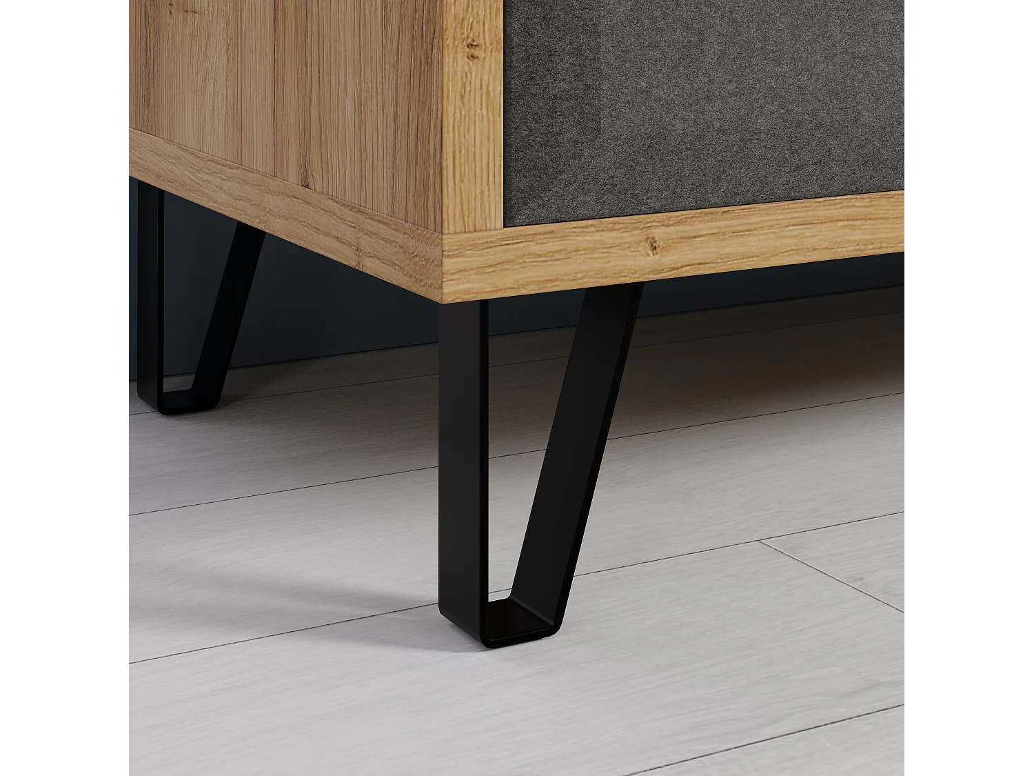 Petit meuble de rangement 1 porte chêne de Navarre et feutre gris foncé Florence 79cm