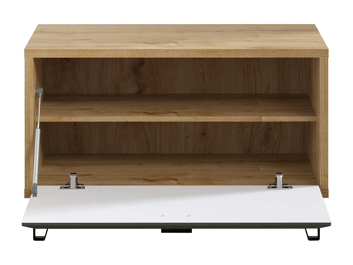 Klein opbergmeubel met 1 deur in Navarra eik en Florence donkergrijs vilt 79 cm