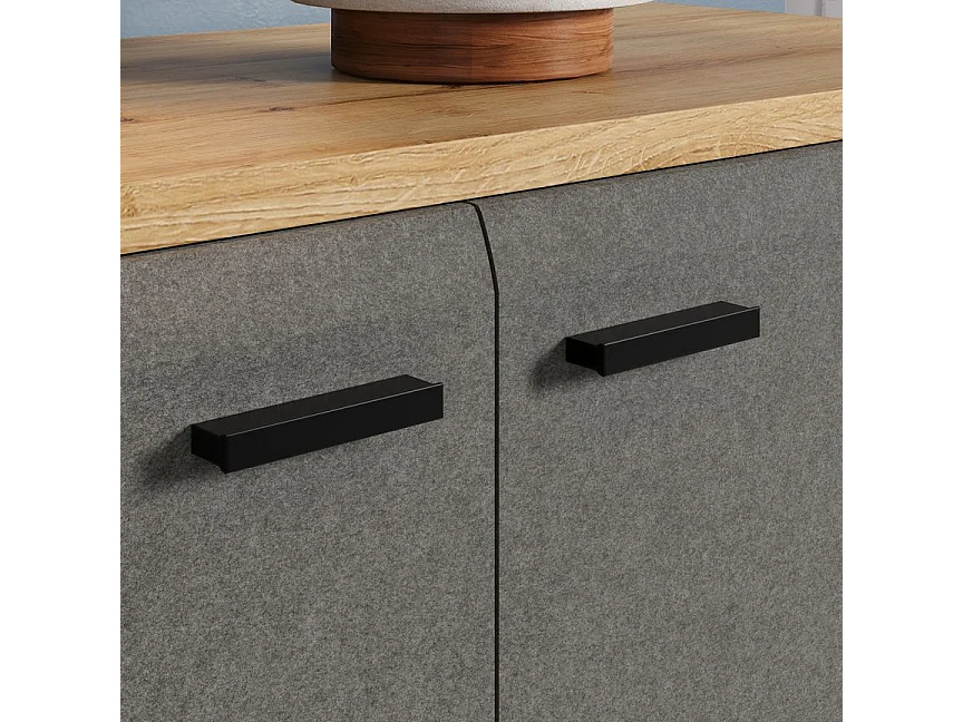 Klein opbergmeubel met 1 deur in Navarra eik en Florence donkergrijs vilt 79 cm